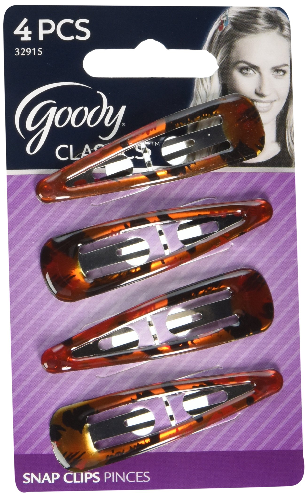 Amazon.com : GOODY Women's Classic Shiny Tort Contour Clips, 4